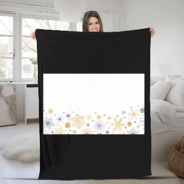 Discover Elegant Snowflakes White Gold Silver Fleece Blankets