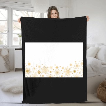 Discover Elegant White Gold Snowflakes Fleece Blankets