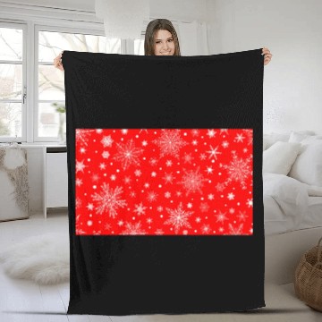 Discover Snowflakes Pattern Red White Fleece Blankets