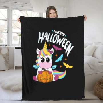 Discover Bat Unicorn - Happy Halloween Fleece Blankets
