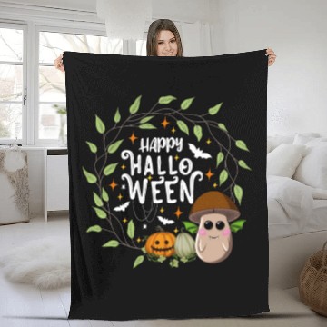 Discover Bat Mushroom 'brown' - Happy Halloween Fleece Blankets