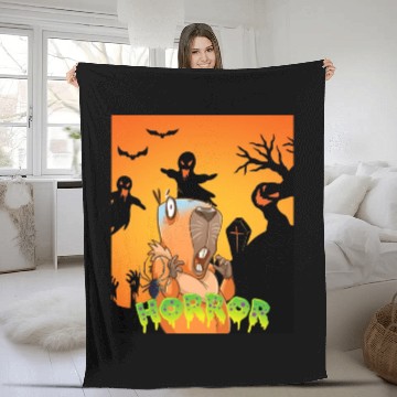 Discover In Front Of Zombies To Save My Capybara Halloween Fleece Blankets