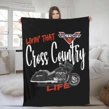 Discover Livin That Cross Country Life Motorcycle Fleece Blankets
