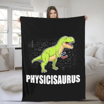 Discover Physics Dinosaur Funny Cartoon Scientist Fleece Blankets M