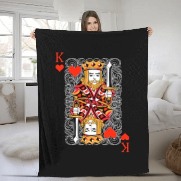 Discover King of Hearts Blackjack Cards Poker 21 K Couple M Fleece Blankets