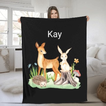 Discover Animal deer rabbit hedgehog Kay Fleece Blankets