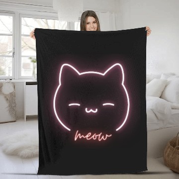 Discover Modern Neon Kat Fleece Blankets
