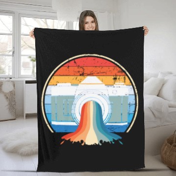 Discover Retro Vintage Camera Picture For Photographers Fleece Blankets