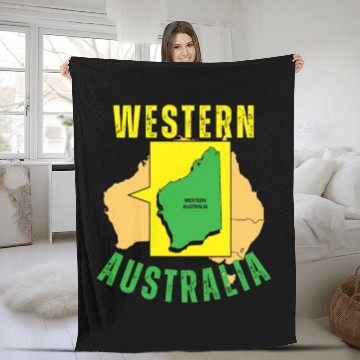 Discover Western Australia Yellow and Green Fleece Blankets