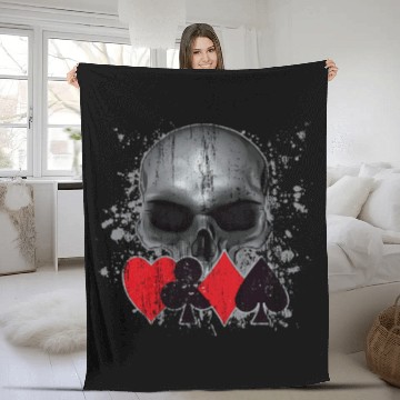Discover Heavy Metal Punk Poker Skull Fleece Blankets