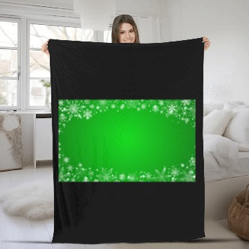 Discover Modern Snowflakes Pattern White Green Fleece Blankets