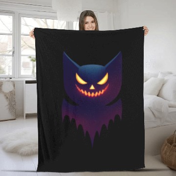 Discover Bat Pumpkin Halloween Fleece Blankets