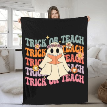 Discover Groovy Trick or Teach Boo Ghost Pre-K Teacher Life Fleece Blankets