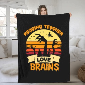 Discover Reading Teachers Love Brains Zombie Halloween Fleece Blankets