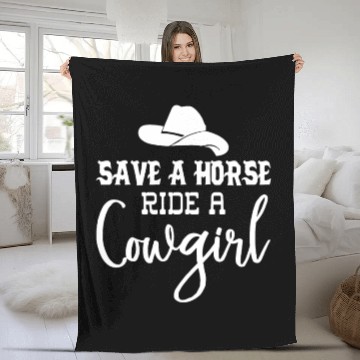 Discover Save a Horse Ride a Cowgirl Fleece Blankets