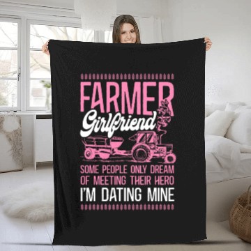 Discover Farming Farmer Girl Tractor Farmer Fleece Blankets