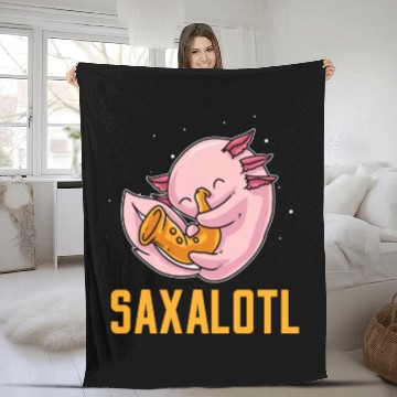 Discover Axolotl Saxophone Saxalotl Saxophonist Fleece Blankets