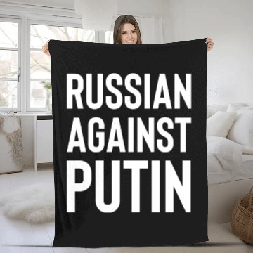 Discover Russian against Putin white Fleece Blankets