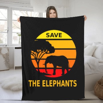 Discover Retro Vintage Save the Elephants Fleece Blankets