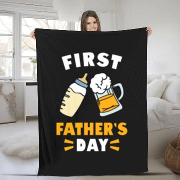 Discover First Father's Day Beer Baby Bottle New Born Fleece Blankets