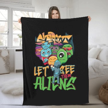 Discover Let See Them Aliens Graffiti Spray Street Art Fleece Blankets