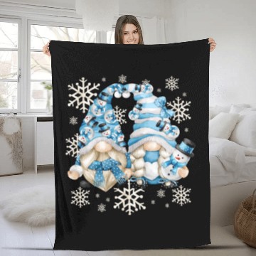 Discover Funny Snowman Gnomies With Snowflakes Cute Winter Fleece Blankets