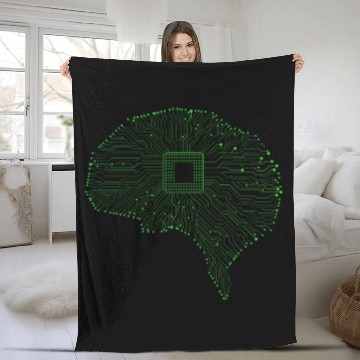 Discover Computer Circuit Board Brain Fleece Blankets