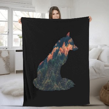Discover Silent Fox in the Forest Nature Wilderness Autumn Fleece Blankets