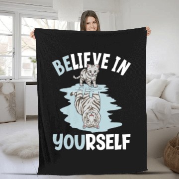 Discover Believe In Yourself White Tiger Mirror Reflection Fleece Blankets