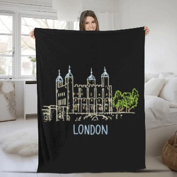 Discover Tower Of London Unique Hand Drawn Art Fleece Blankets