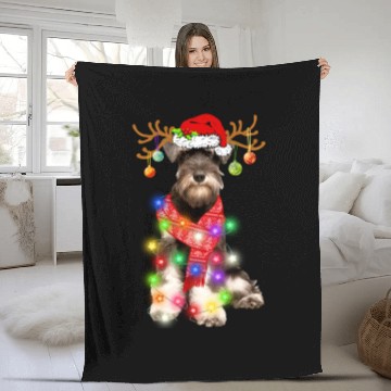 Discover Funny Puppy Lover Schnauzer Christmas Lights Fleece Blankets