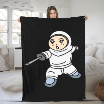 Discover Cartoon kid fencing Fleece Blankets