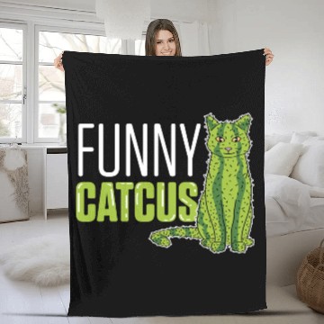 Discover Funny Catcus Cat Mom Gift Fleece Blankets