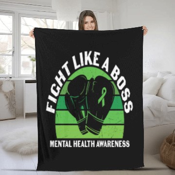 Discover Fight Like A Boss Mental Health Awareness Fleece Blankets