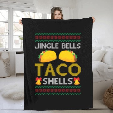 Discover Tacos - Jingle Bells Taco Shells - Saying Ugly Chr Fleece Blankets