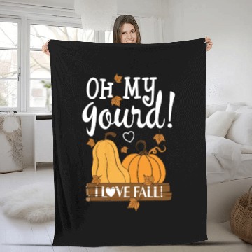 Discover Fall Leaves Pumpkin Lovers Oh My Gourd I Love Fall Fleece Blankets