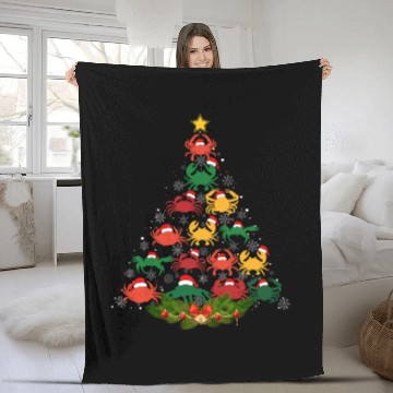 Discover Family Matching Christmas Pajama Crab Xmas Tree Fleece Blankets