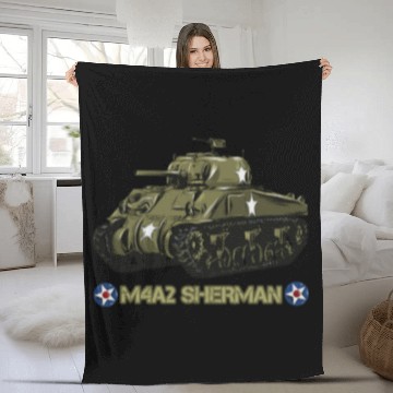 Discover World War 2 American Tank M4A2 Sherman Fleece Blankets