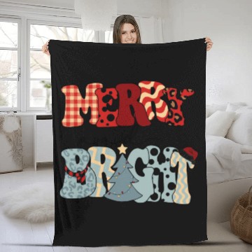Discover Merry and Bright-Christmas-Merry Xmas-Funny Fleece Blankets