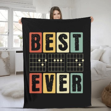 Discover Best Dad Ever - Funny Daddy Guitar Player Musician Fleece Blankets