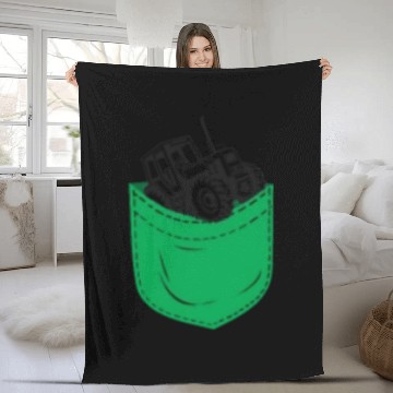 Discover Farming Farmer Pocket Tractor Fleece Blankets