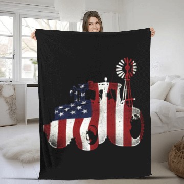 Discover Farming Farmer American Flag Us Fleece Blankets