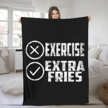 Discover Exercise Extra Fries Gym Workout Chips Fleece Blankets