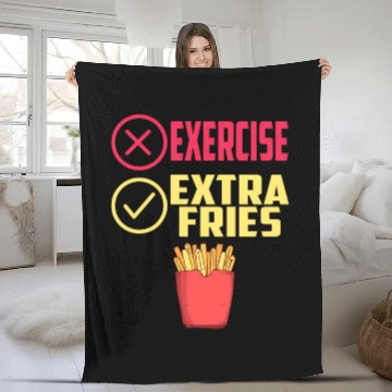 Discover Exercise Extra Fries Chips Workout Gym Fleece Blankets