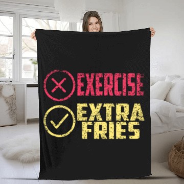 Discover Exercise Extra Fries Chips Workout Gym Fleece Blankets