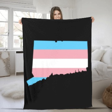 Discover Trans Flag Connecticut LGBT Pride Support Fleece Blankets