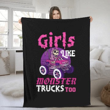 Discover Girls Like Monster Trucks Grim Reaper Halloween Fleece Blankets
