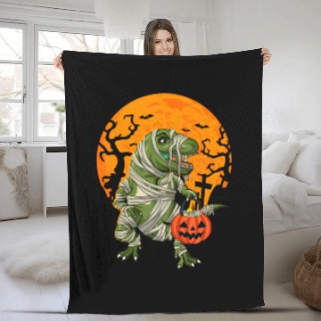 Discover Mummy T-Rex Dinosaur Trick Or Treat Halloween Fleece Blankets