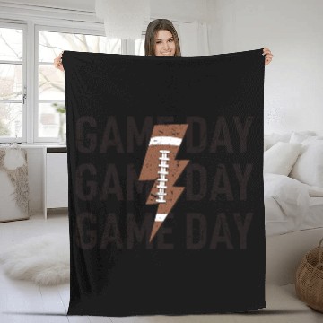 Discover Game Day Football Distressed Lightning Bolt Fleece Blankets
