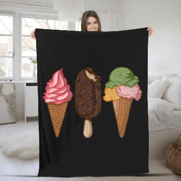 Discover Ice Cream Scoop Popsicle Gelato Ice Cream Lovers Fleece Blankets